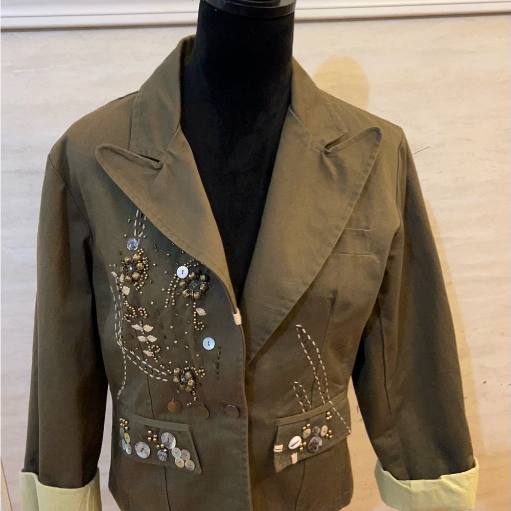 Daniel K women's green embroidered jacket.